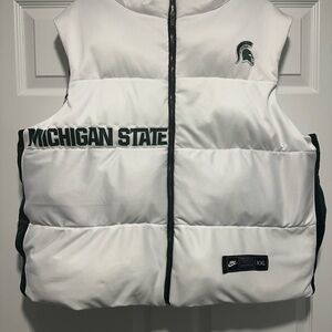 Nike Custom White and Green Michigan State Vest
